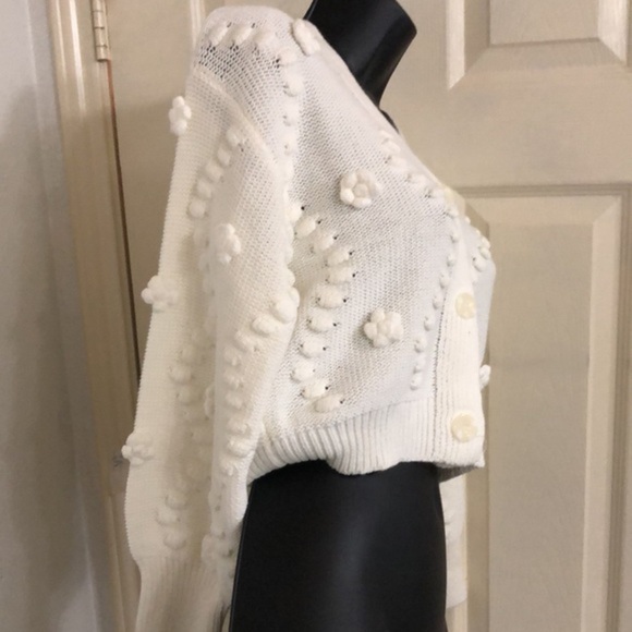 Jessica Simpson cute cream dotted v-neck long sleeve cardigan sweater size‎ M - Picture 8 of 11